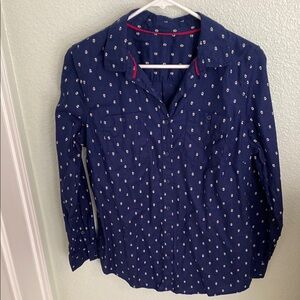 Unk Blue Button Down Shirt with Notched Collar